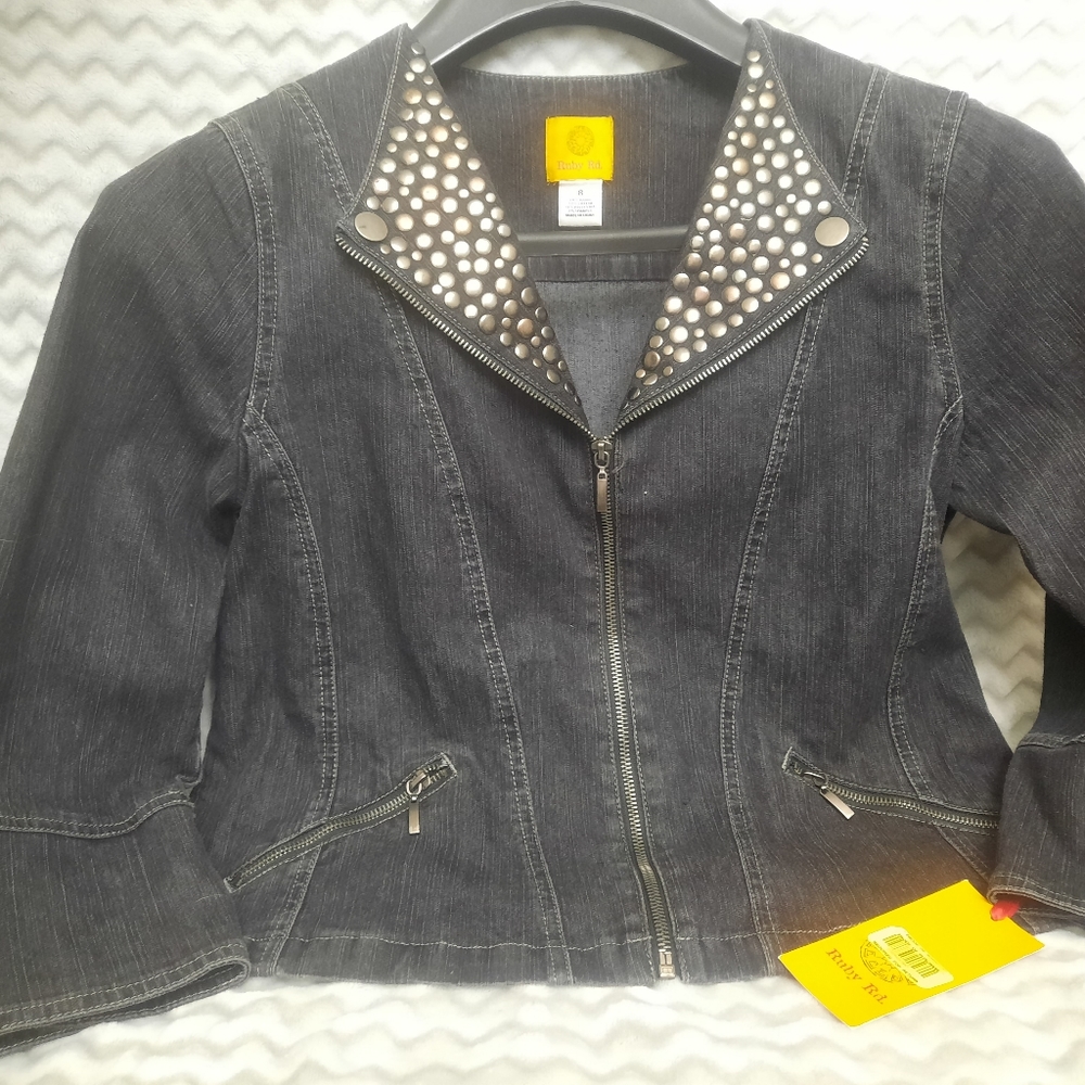 Ruby Rd. Size 8 Denim Graphite jacket